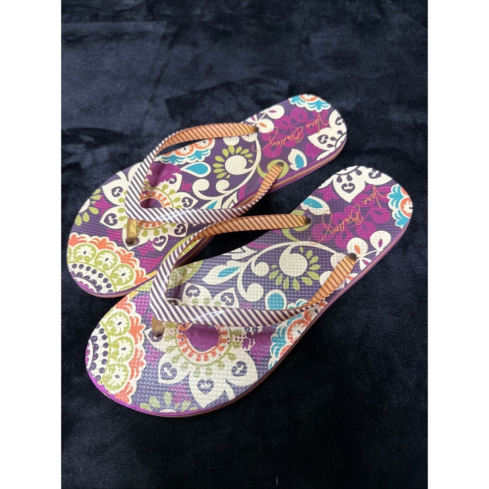 Vera Bradley Plum Crazy Women L (8) Multicolor Retired Design Flip Flops
